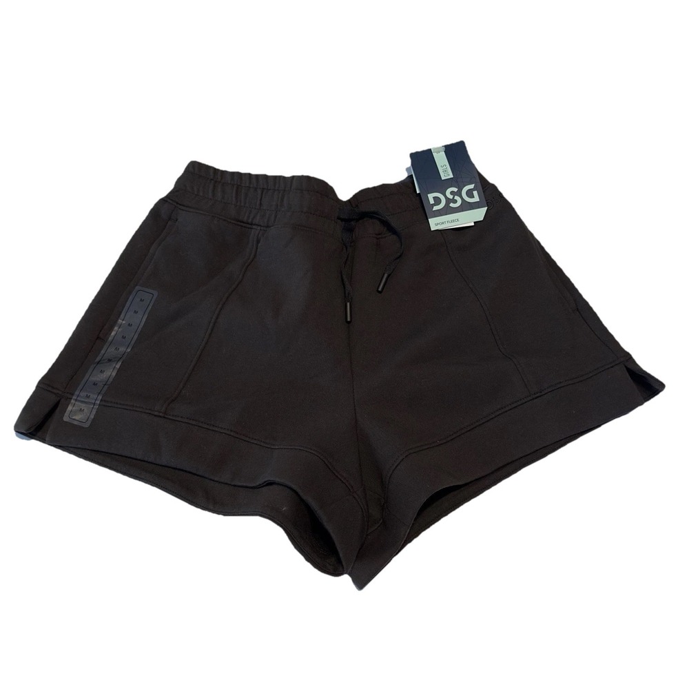 DSG Girls Sport Fleece Mid-Rise Shorts Black Relaxed Fit Medium‎